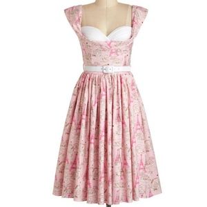 RARE 🎀 Bernie Dexter ModCloth Beatrice Pink Paris Dress in XL